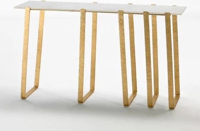 Consola design lux din metal auriu si blat din marmura alba Rhona 69484/00 TN