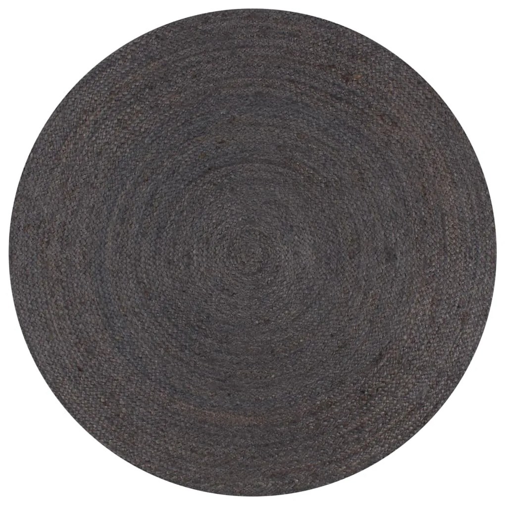 vidaXL Covor manual, gri închis, 90 cm, iută, rotund