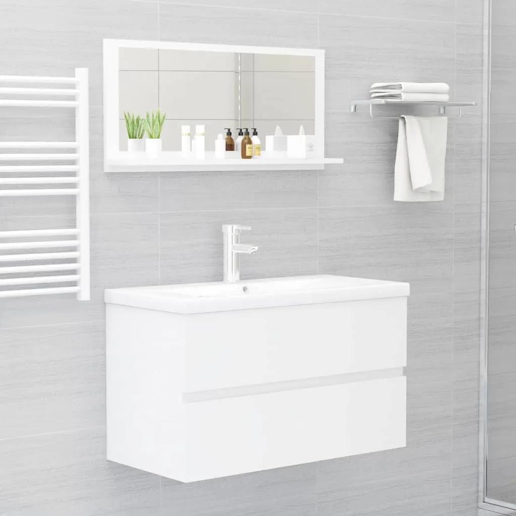 Oglinda de baie, alb extralucios, 80 x 10,5 x 37 cm, PAL Alb foarte lucios, 80 cm
