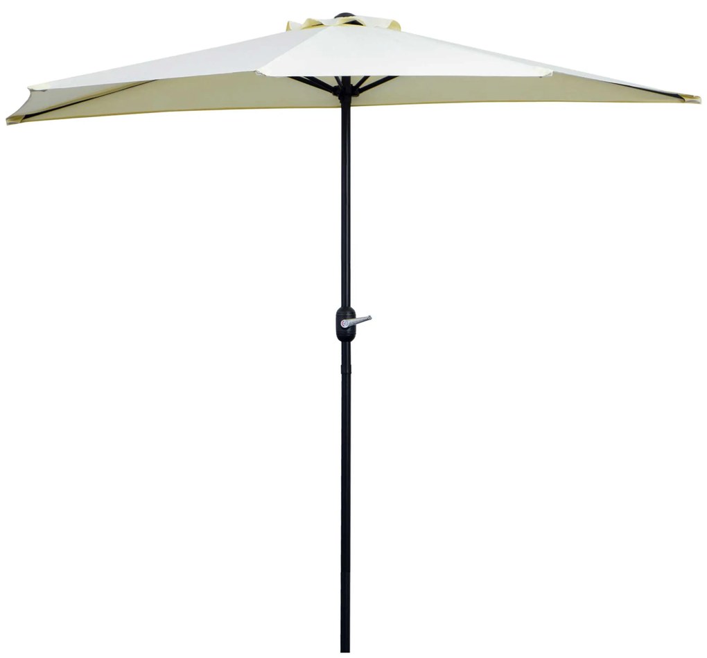 Outsunny Umbrelă Semicirculară de Perete cu Manivelă și 5 Spițe, 2.6x1.35x2.3 m, Bej | Aosom Romania