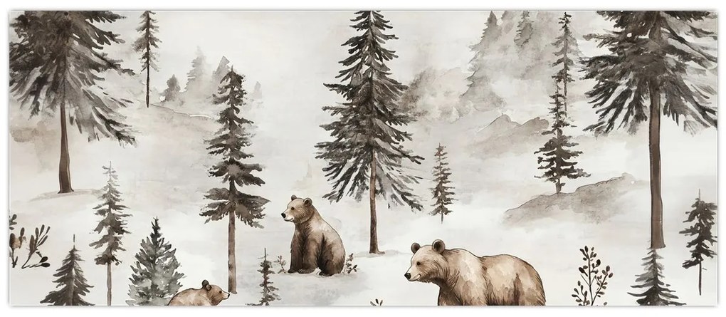 Tablou - Pădure cu Urși (120x50 cm)