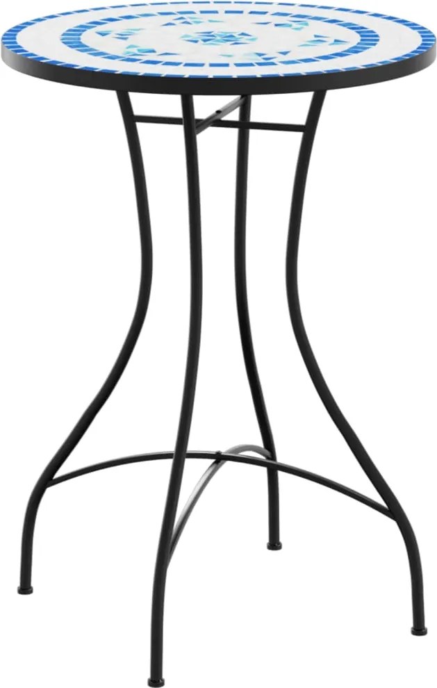 vidaXL Masă de bistro, albastru și alb, Ø50x70 cm, ceramică, mozaic