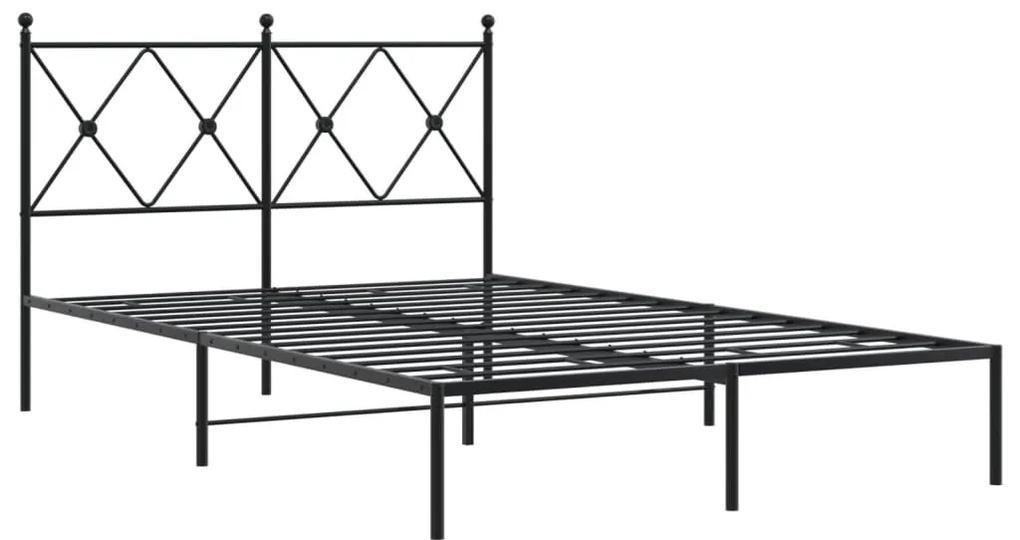 376499 vidaXL Cadru de pat metalic cu tăblie, negru, 120x190 cm