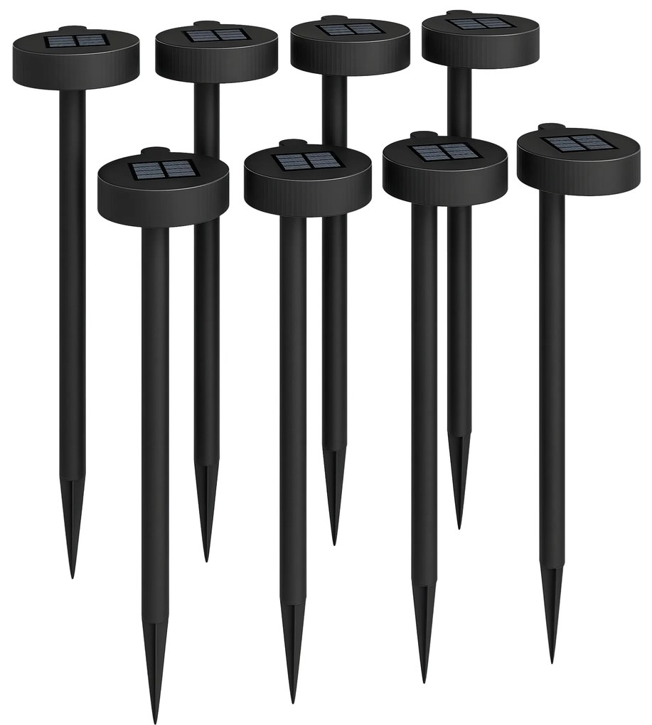 Outsunny Set 8 Lămpi de Exterior cu Energie Solară și Iluminare LED Negru | Aosom Romania