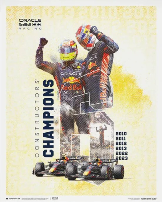 Imprimare de artă Oracle Red Bull Racing - F1® World Constructors' Champions - 2023, Automobilist