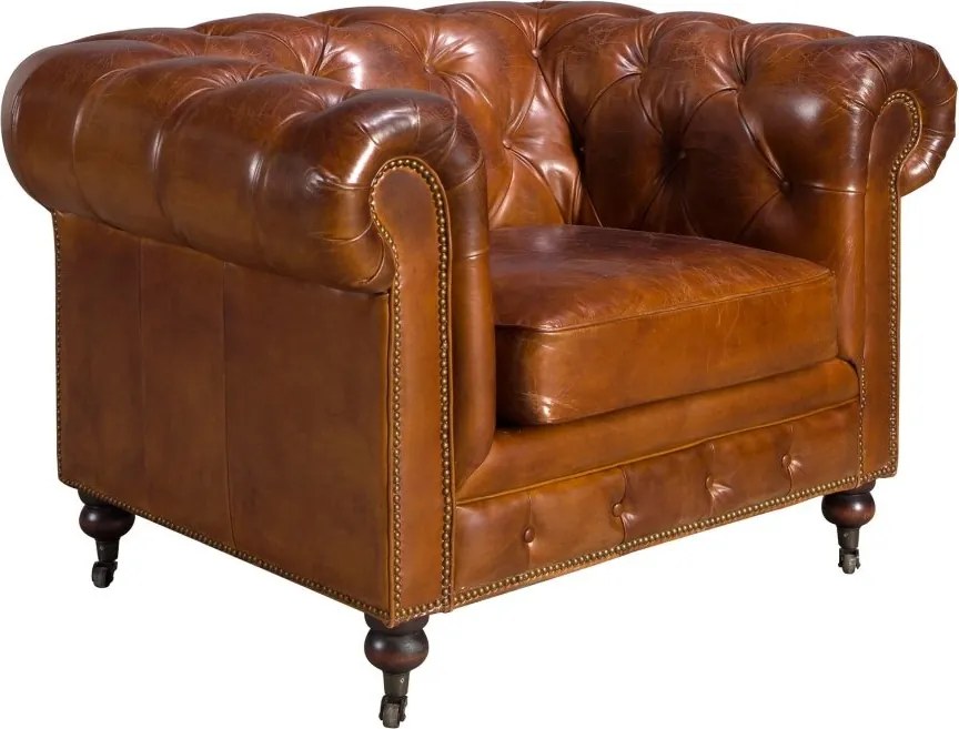 Fotoliu design italian Chesterfield piele maro