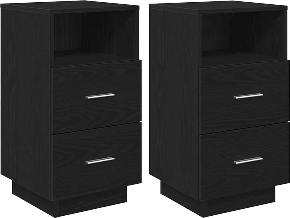 vidaXL Noptiere 2 buc cu 2 sertare Negru 36x36x68 cm