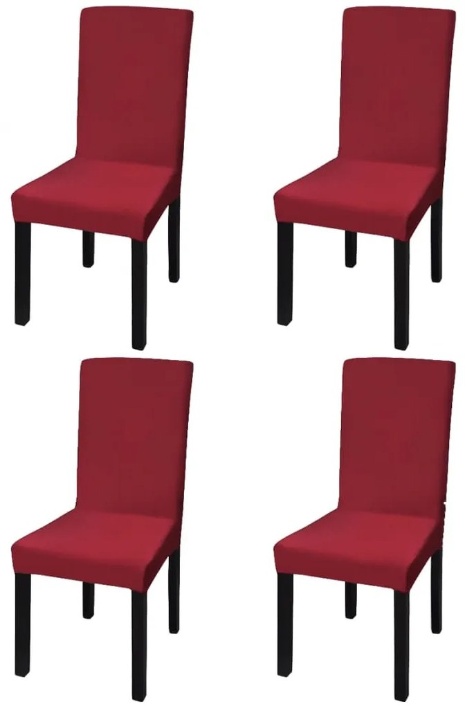 vidaXL Huse de scaun elastice drepte, 4 buc., roșu bordo