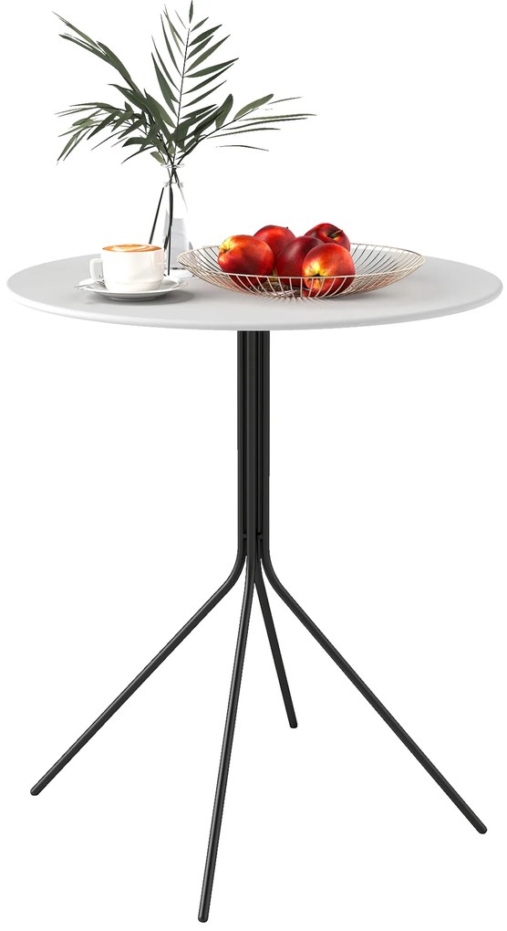Outsunny Masă de grădină rotundă Ø 60 cm, masă de terasă cadru din oțel, pentru interior și exterior, gri închis | Aosom Romania