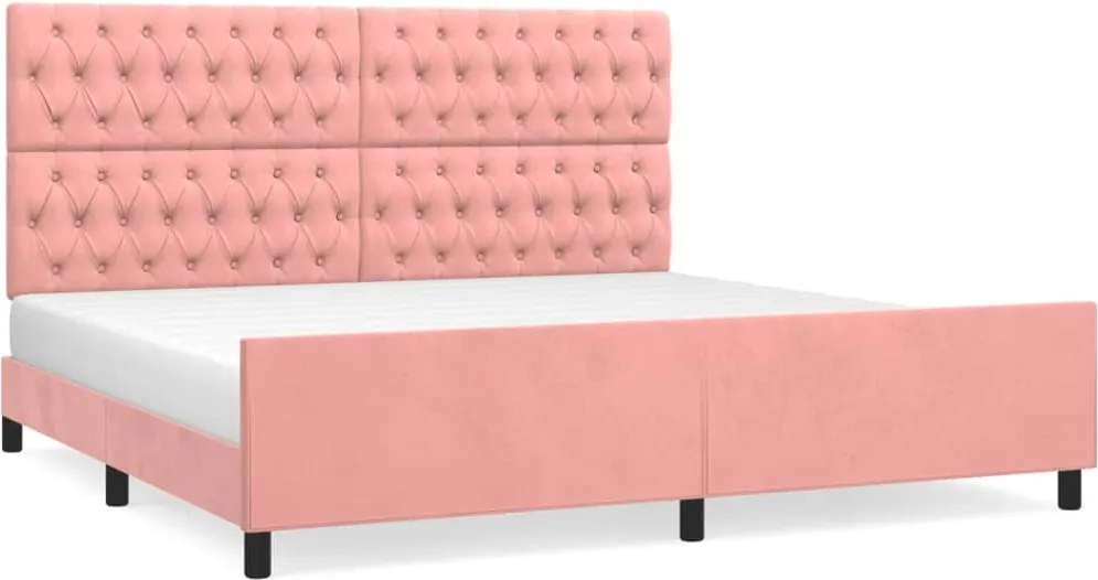 vidaXL Cadru de pat cu tăblie, roz, 200x200 cm, catifea