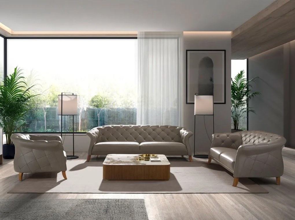 Fotoliu design LUX Chester Grey Leather