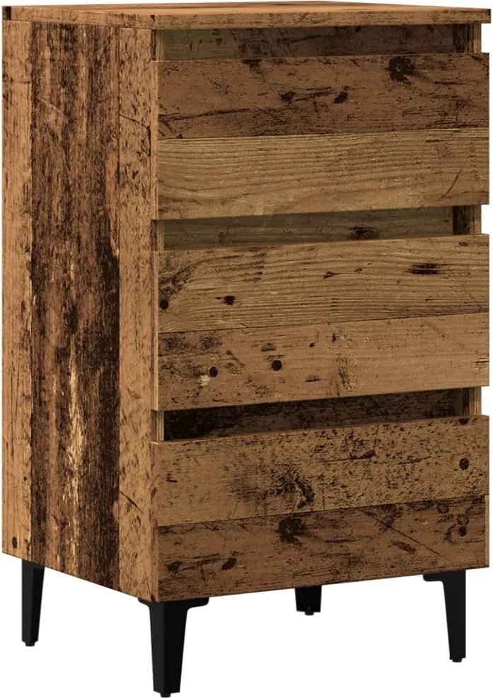 vidaXL Noptieră cu picioare metalice, lemn vechi, 40x35x69 cm
