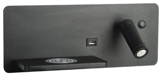 Aplică LED cu raft, USB și funcție de încărcare fără fir Immax 08288L LED/3W/230V + LED/3W