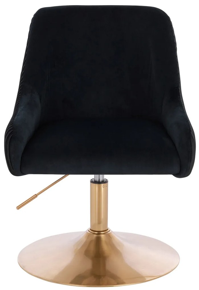 HR920N Scaun Neagră din Catifea cu Bază Aurie