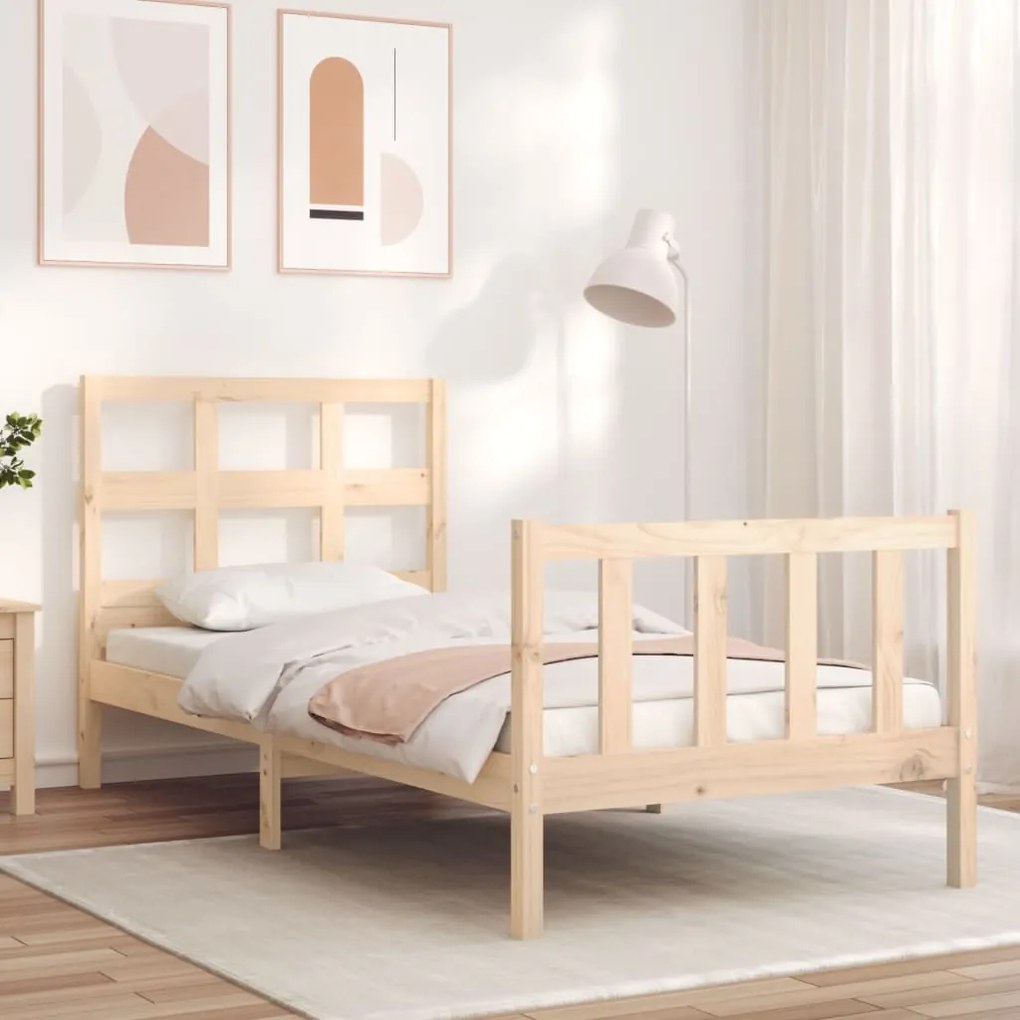 3192971 vidaXL Cadru de pat cu tăblie single mic, lemn masiv
