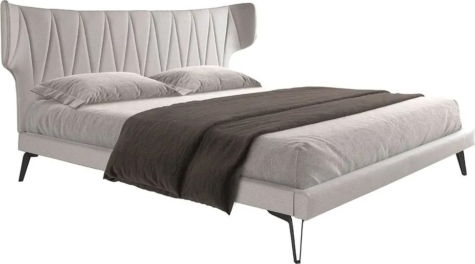 Pat dublu tapitat design LUX Light grey 180x200cm