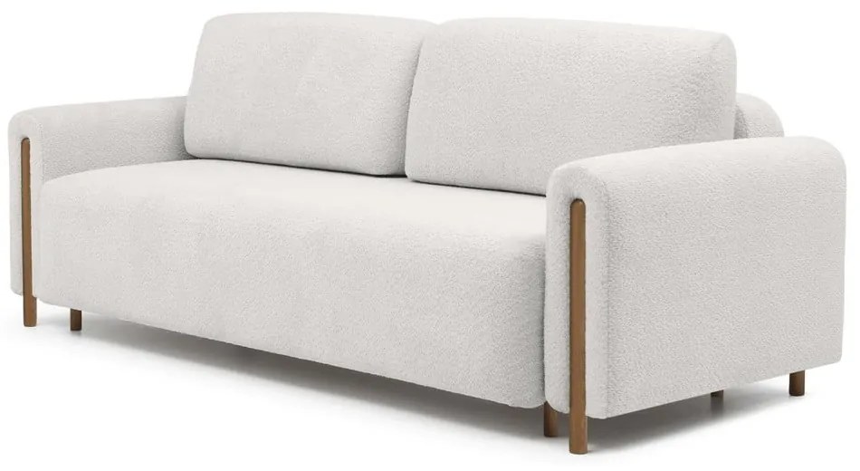 Canapea crem extensibilă/cu spațiu de depozitare cu tapițerie din țesătură bouclé 244 cm Arcadova – ELTAP