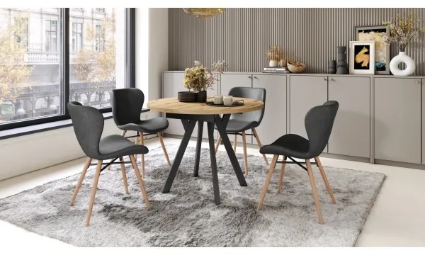 Masă de dining ARTUR, stejar artisan/negru