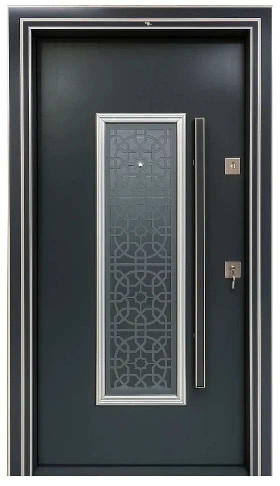 Usa metalica de exterior cu izolatie si vizor Novo Doors NDS1001S, Din compozit, 2 yale, Kit complet, Pentru case (Sens deschidere: Dreapta)