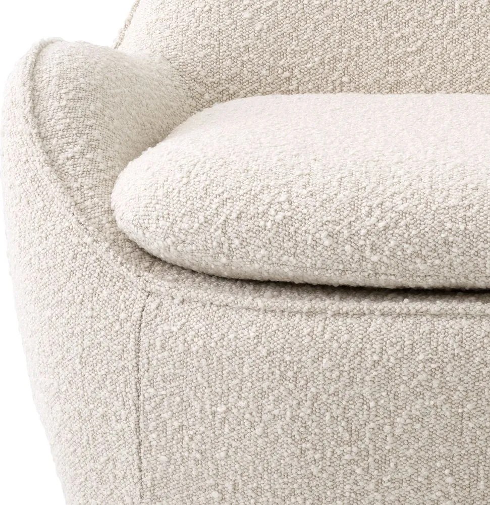Fotoliu pivotant design elegant Cupido, boucle crem 115676 HZ