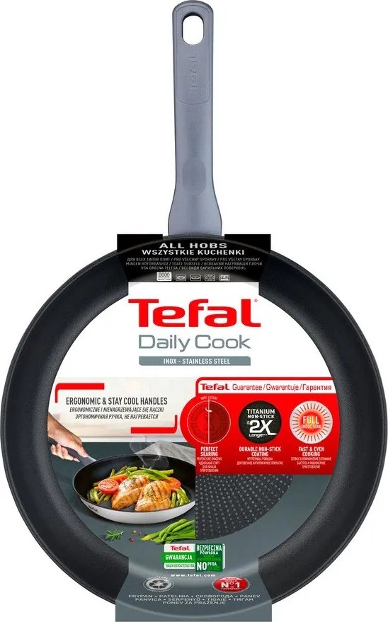 Tigaie cu suprafață antiaderentă din oțel inoxidabil ø 28 cm Daily Cook G7300655 – Tefal