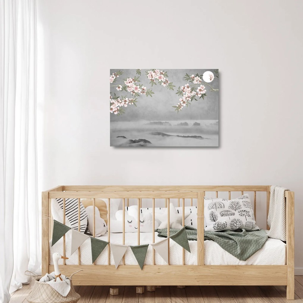 Tablou pe sticlă - Peisaj cu lună (70x50 cm)