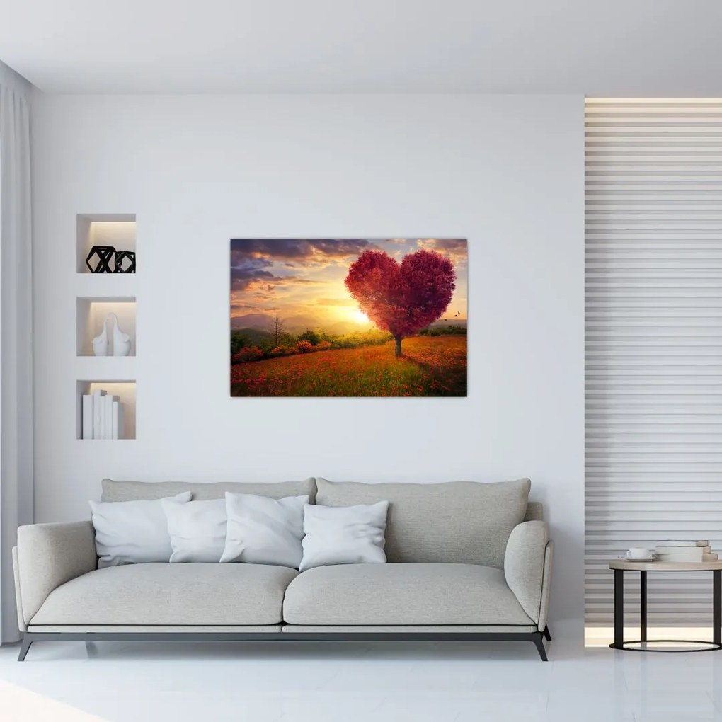 Tablou cu copaci în forma de inimă (90x60 cm)