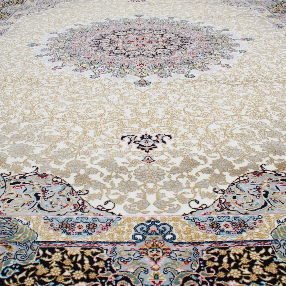 Covor Persan bej Kerman 140x200 covor mecanic elegant pentru living sau dormitor