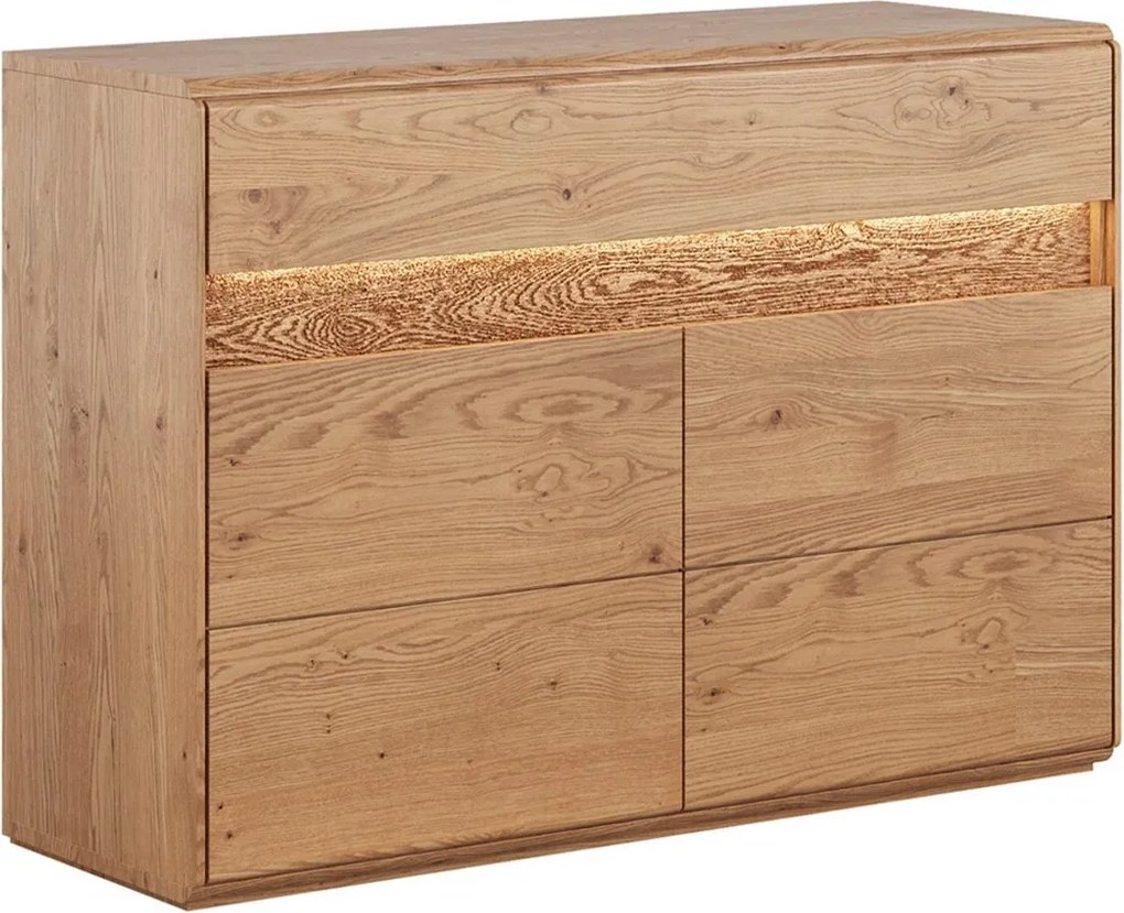 Comodă stejar masiv Dominic, 123 × 43,5 × 86 cm