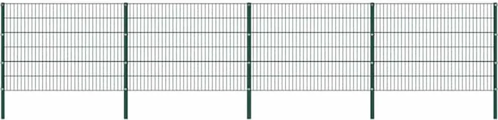 vidaXL Panou de gard cu stâlpi din fier, verde, 694,5x120 cm