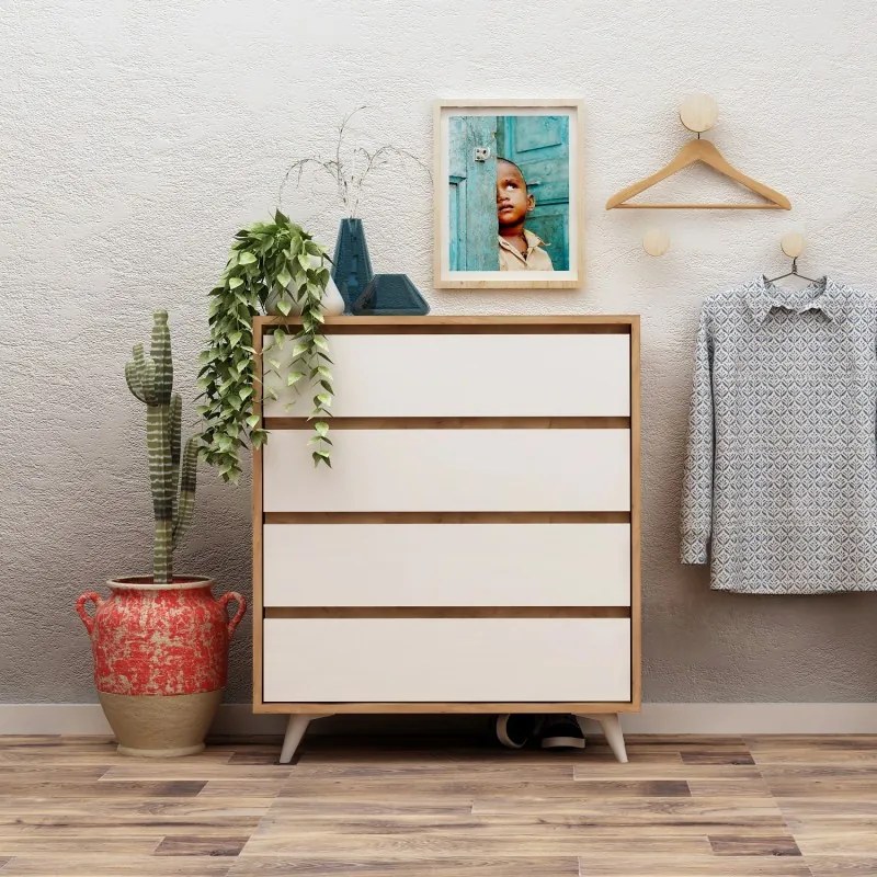 Dulap Hol Suvera Culoare Alb cu Stejar 70 X 86 X 40