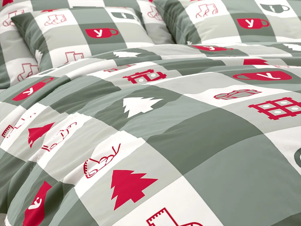 Lenjerie de pat din bumbac CHRISTMAS SOCKS verde Dimensiune lenjerie de pat: 70 x 90 cm | 140 x 220 cm