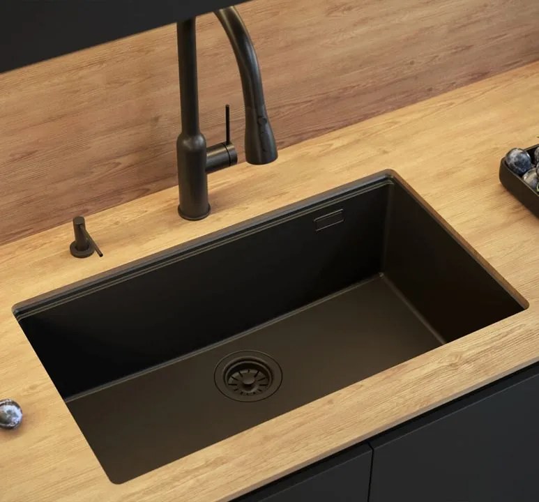 Chiuveta din granit Logan 110 negru metalic