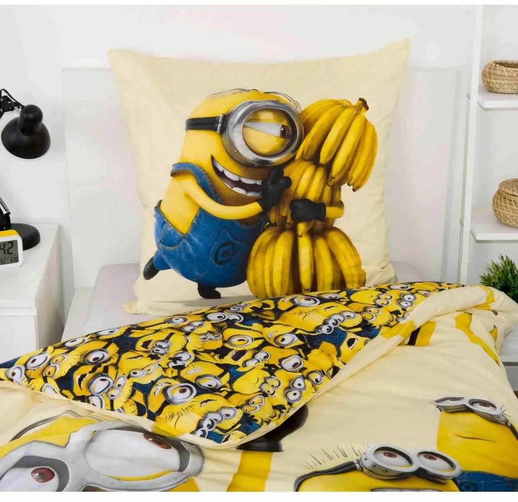 Lenjerie de pat din bumbac Herding Minionii, 135 x200 cm, 80 x 80 cm