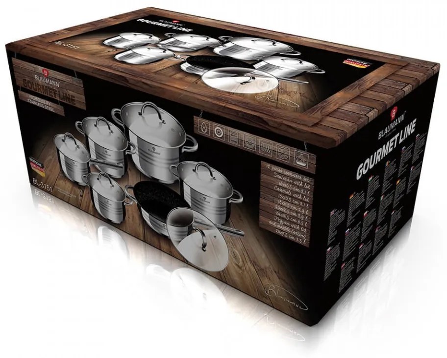 Set oale si tigai otel inoxidabil (12 piese) Jumbo Gourmet Line Blaumann BL 3151