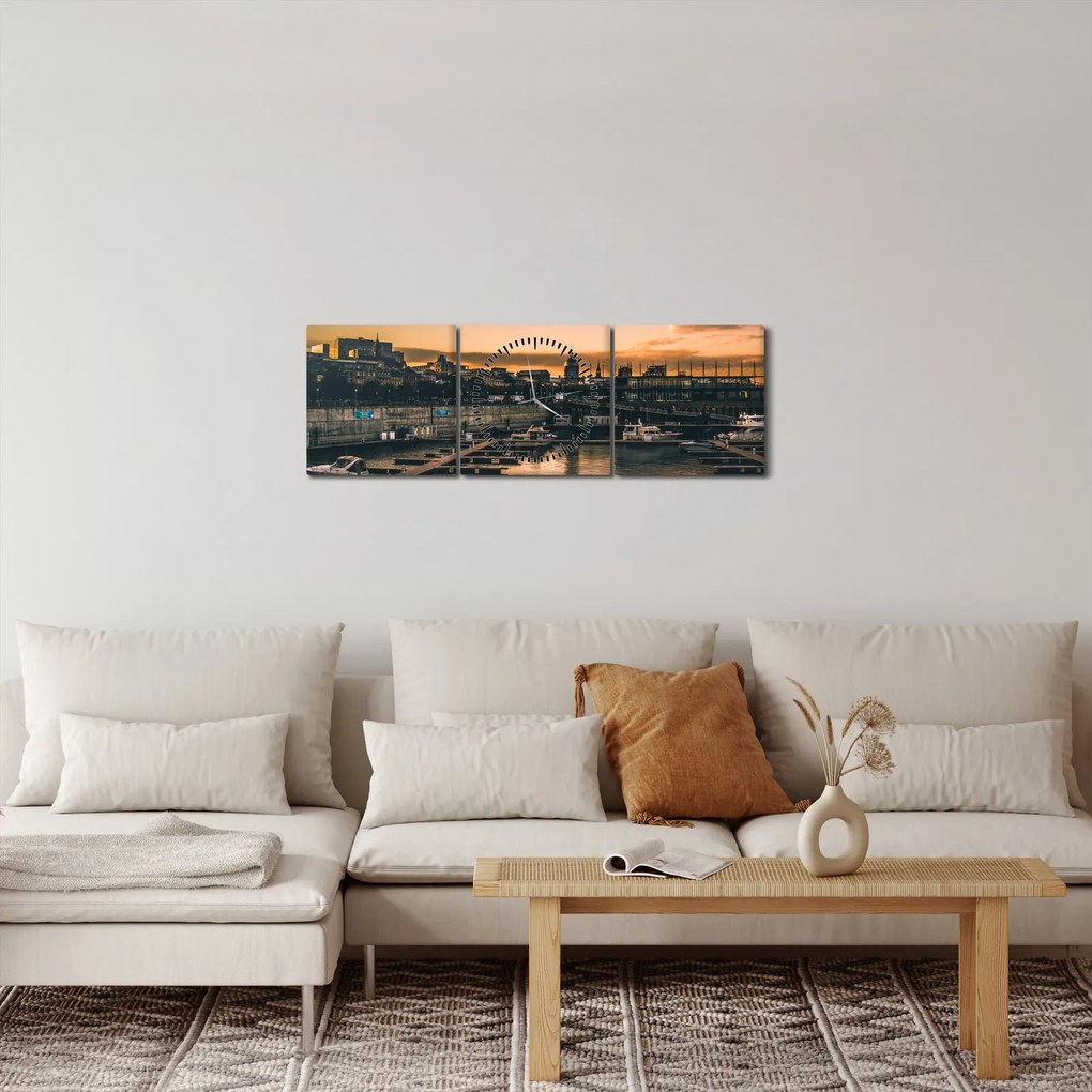 Tablou - orașul port (cu ceas) (90x30 cm)