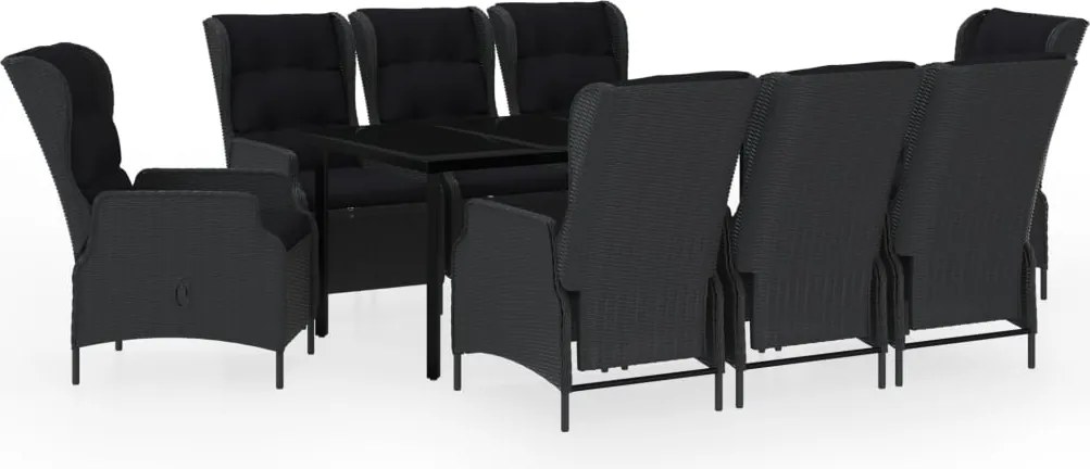 vidaXL Set mobilier pentru grădină, 9 piese, gri închis