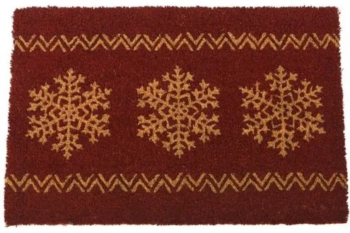 Covoraș cocos motiv Fulgi de Crăciun maro, 39 x 59 cm