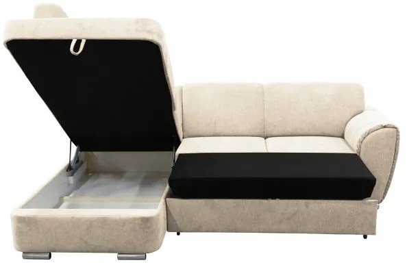 Colțar extensibil în L SERPA, cu ladă de depozitare, variantă stânga, bej