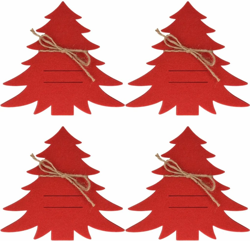 Husă pentru tacâmuri X-Mas Tree roșie, set de 4bucăți