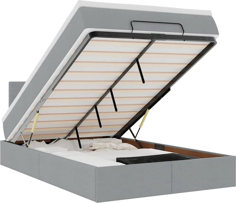 vidaXL Pat otoman cu saltea țesătură gri deschis 120x200 cm