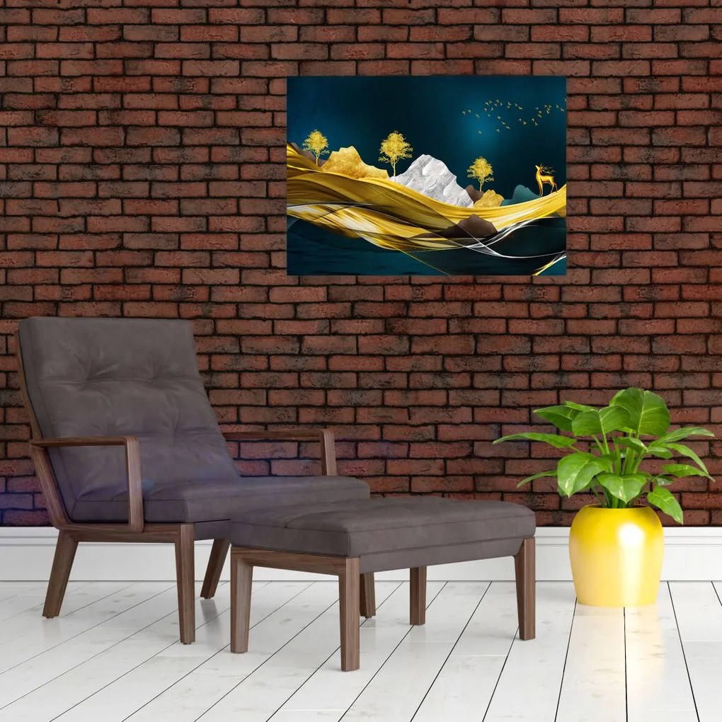 Tablou pe sticlă - Peisaj, cerb (70x50 cm)