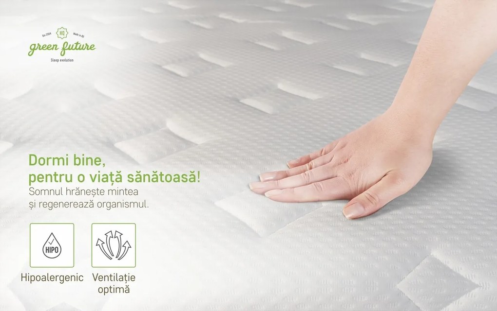 Saltea Ortopedica, Dakota, 160x200x34 cm, Arcuri Pocket, 5 cm spuma Memory, 7 Zone de Confort, fermitate medie