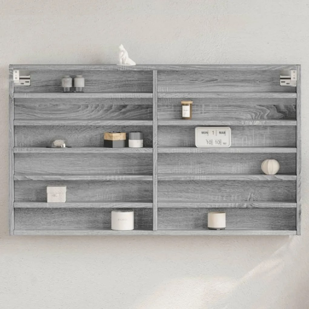 vidaXL Dulap cu vitrină, sonoma gri, 100x8,5x58 cm, lemn prelucrat