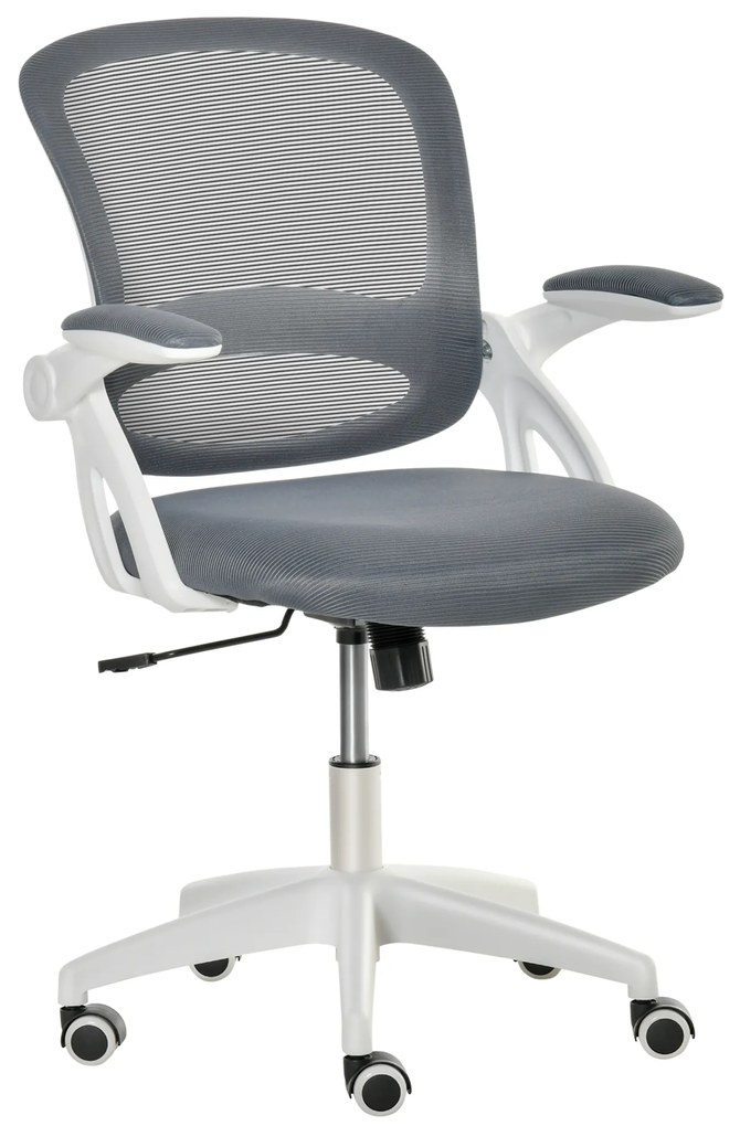 Scaun de Birou Ergonomic Spatar din Plasa si Sezut Capitonat, Inaltime Reglabila, 65.5x61.5x88-97.5cm, Gri Vinsetto | Aosom RO