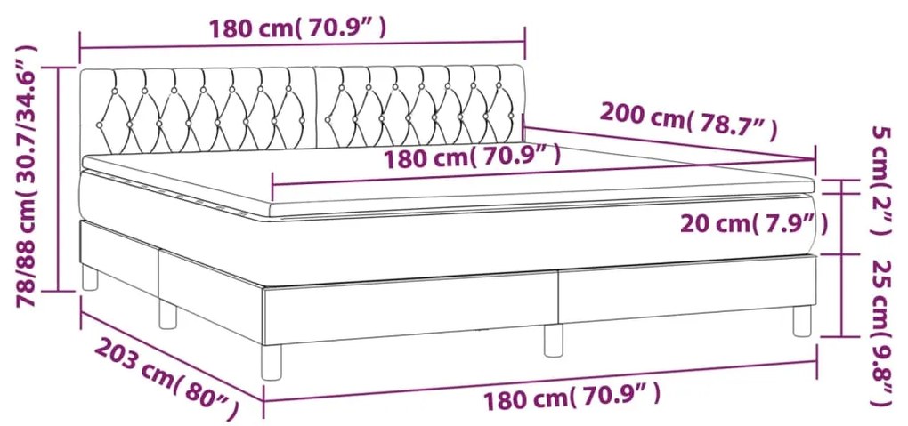 Pat box spring cu saltea, roz, 180x200 cm, catifea Roz, 180 x 200 cm, Design cu nasturi