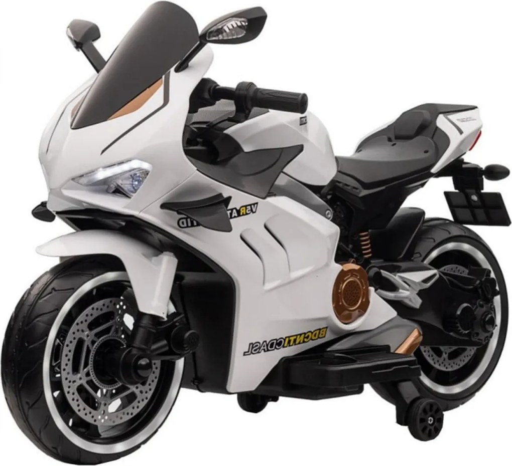 Motocicleta Electrica cu Acumulator Pentru Copii NOVOKIDS™ Super Rider GP , 12V ,3-7 ani ,Max 30 kg , Cu Sunete si Lumini LED ,USB si Bluetooth ,Roti