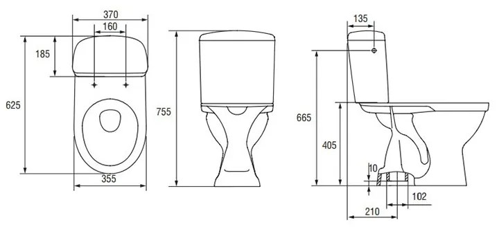 Set vas WC stativ Cersanit, Roma New, evacuare verticala, cu rezervor si capac inclus