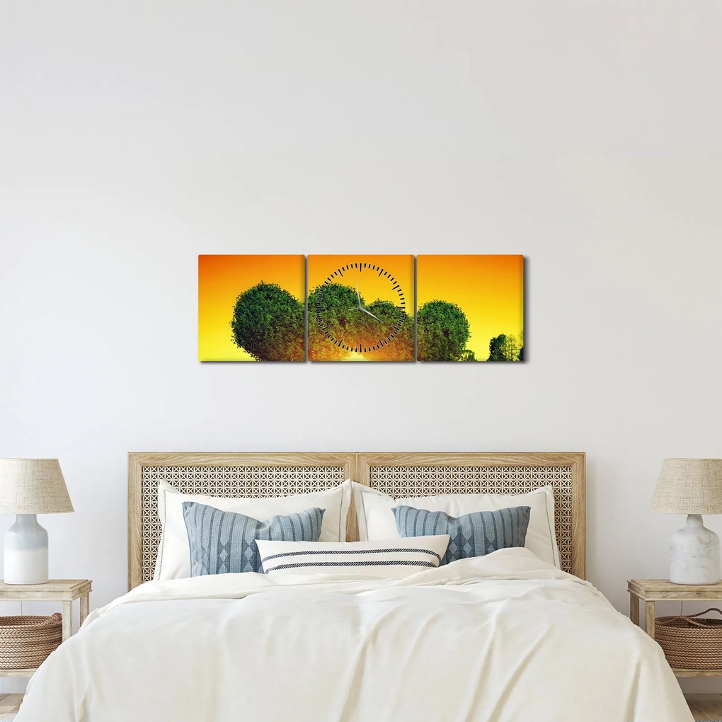 Tablou - Inima în coroanele copacilor (cu ceas) (90x30 cm)