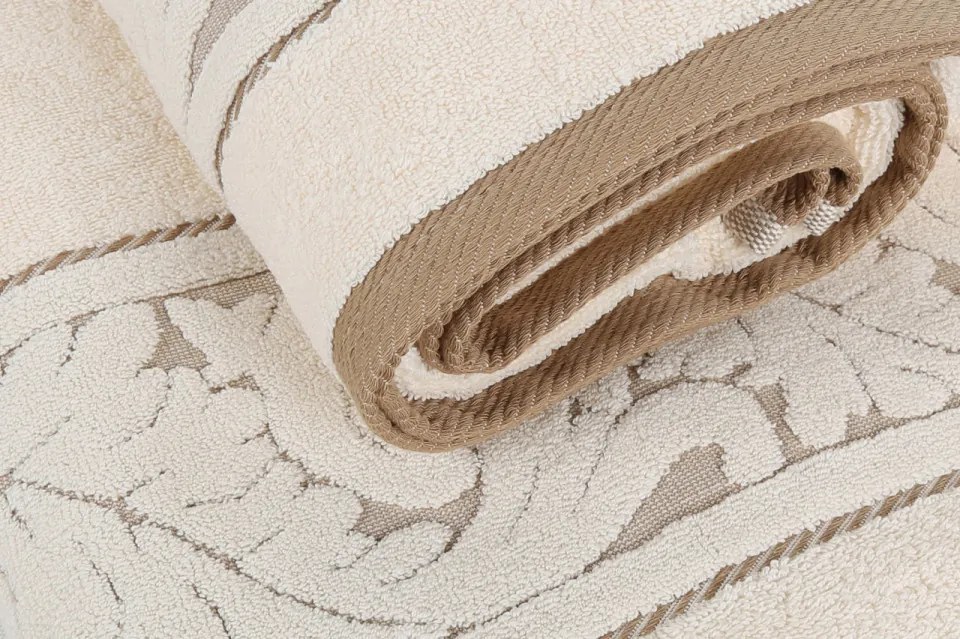 Set 2 Prosoape de Baie Sultan, 70x140 cm, 100% Bumbac, 560 gsm, Crem